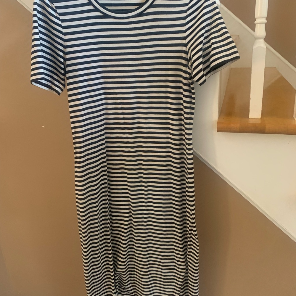Aritzia Black and White Striped Midi Dress